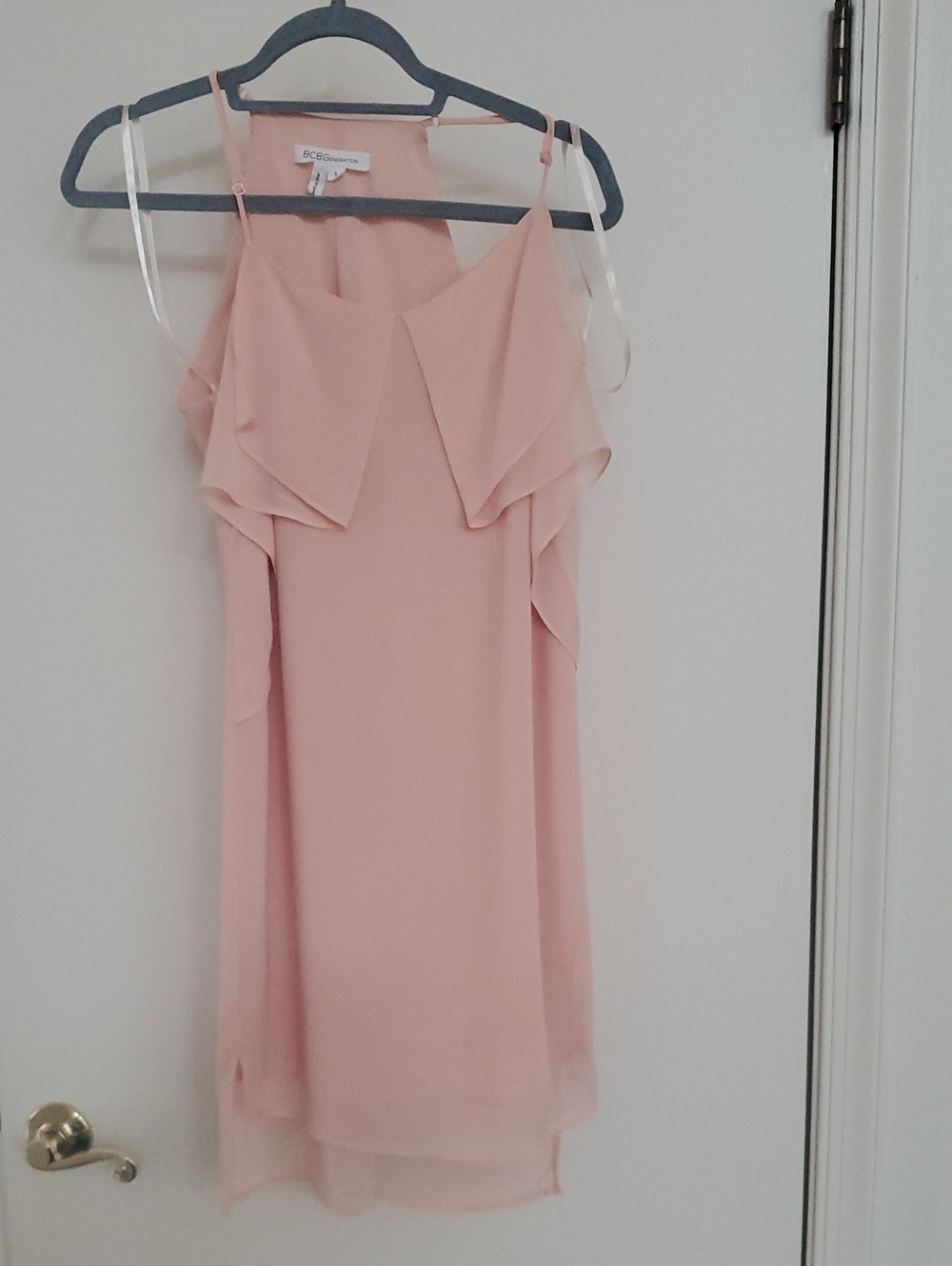BCBGeneration Adj. Strap Blush Pink Flowing Dress Small Reg Poly Used